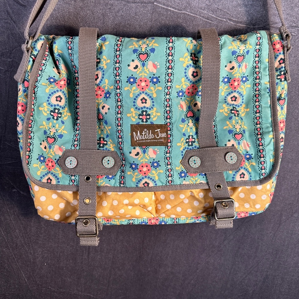 Matilda Jane Blue and Yellow Crossbody Bag with Floral Design